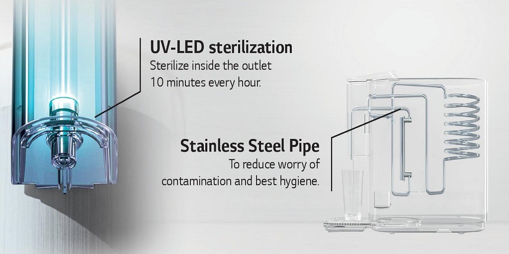 WD516AN-Navy Blue (Hot / Cold / Ambient) - Water Purifier 4 LG Puricare Water Purifier Nany Blue WD516 UV Sterilization and Stainless Steel Pipe